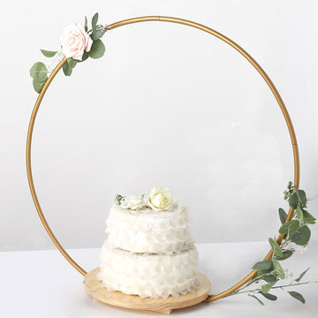 33" Round Wedding Arch Cake Stand, Metal Floral Centerpieces Display