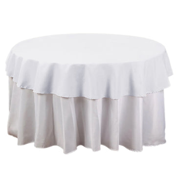 70" Round White Seamless Polyester Linen Tablecloth