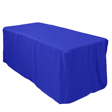 Royal Blue Fitted Polyester Rectangle Tablecloth 6ft Table Cover For 72"x30" Tables