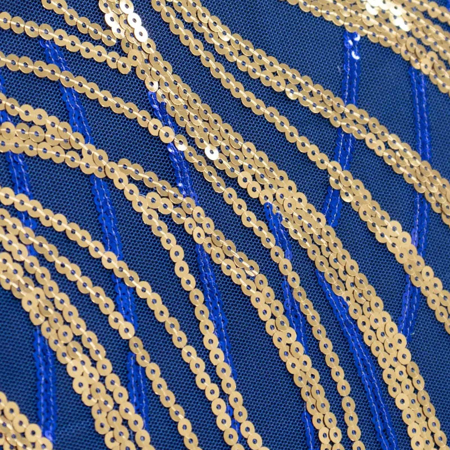 Royal Blue Gold Wave Embroidered Sequin Mesh Dinner Napkin, Reusable Decorative Napkin#whtbkgd