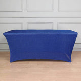 6ft Royal Blue Metallic Shimmer Tinsel Spandex Table Cover, Rectangular Fitted Tablecloth