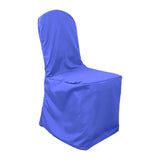 Royal Blue Polyester Banquet Chair Cover, Reusable Stain Resistant Slip On Chair Cover#whtbkgd