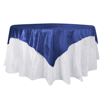 72"x72" Royal Blue Premium Soft Velvet Table Overlay, Square Tablecloth Topper