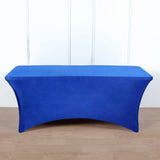 Royal Blue Stretch Spandex Rectangle Tablecloth 8ft Wrinkle Free Fitted Table Cover