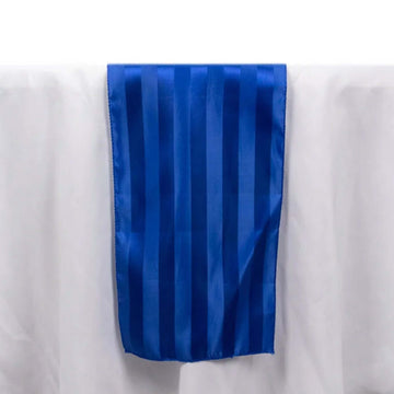 12"x108" Royal Blue Satin Stripe Table Runner, Elegant Tablecloth Runner