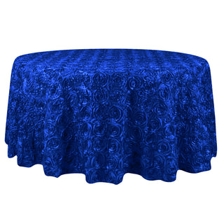Add a Touch of Elegance with our Royal Blue Rosette Tablecloth