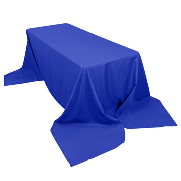 90"x156" Royal Blue Seamless Polyester Rectangular Tablecloth for 8 Foot Table With Floor-Length Drop