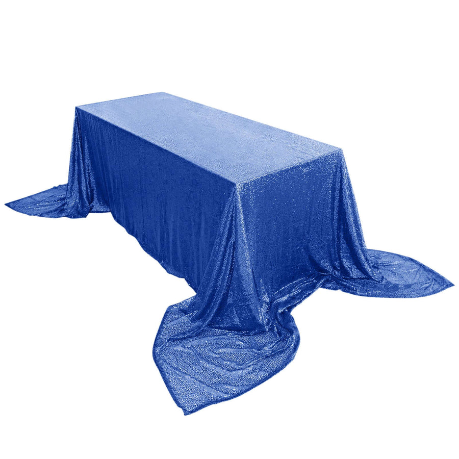 90x156" Royal Blue Premium Sequin Rectangle Tablecloth