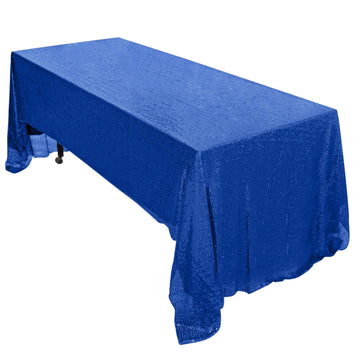 60"x126" Royal Blue Seamless Premium Sequin Rectangle Tablecloth