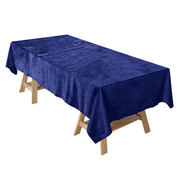 60"x102" Royal Blue Seamless Premium Velvet Rectangle Tablecloth, Reusable Linen