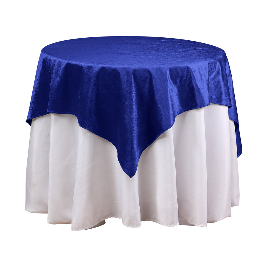 54inch x 54inch Royal Blue Seamless Premium Velvet Square Table Overlay, Reusable Linen
