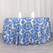 120inch Royal Blue Seamless Round Velvet Flocking Design Taffeta Damask Tablecloth