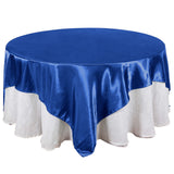 90" x 90" Royal Blue Seamless Satin Square Tablecloth Overlay