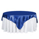 72" x 72" Royal Blue Seamless Satin Square Tablecloth Overlay
