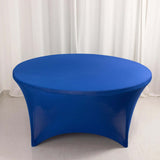 Royal Blue Stretch Spandex Fitted Round Tablecloth 60 in for 5 Foot Tables