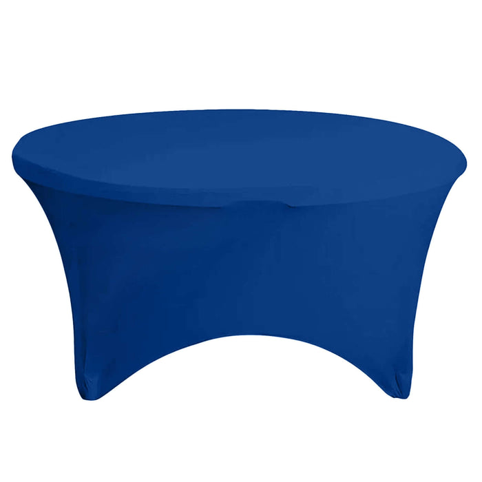 Royal Blue Stretch Spandex Fitted Round Tablecloth 60 in for 5 Foot Tables