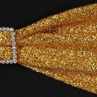 Elevate Your Event with Gold Metallic Shimmer Tinsel Spandex Chair Sashes