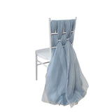 5 Pack | 22inch x 78inch Dusty Blue DIY Premium Designer Chiffon Chair Sashes#whtbkgd