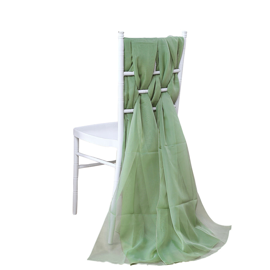 5 Pack | 22inch x 78inch Green DIY Premium Designer Chiffon Chair Sashes#whtbkgd