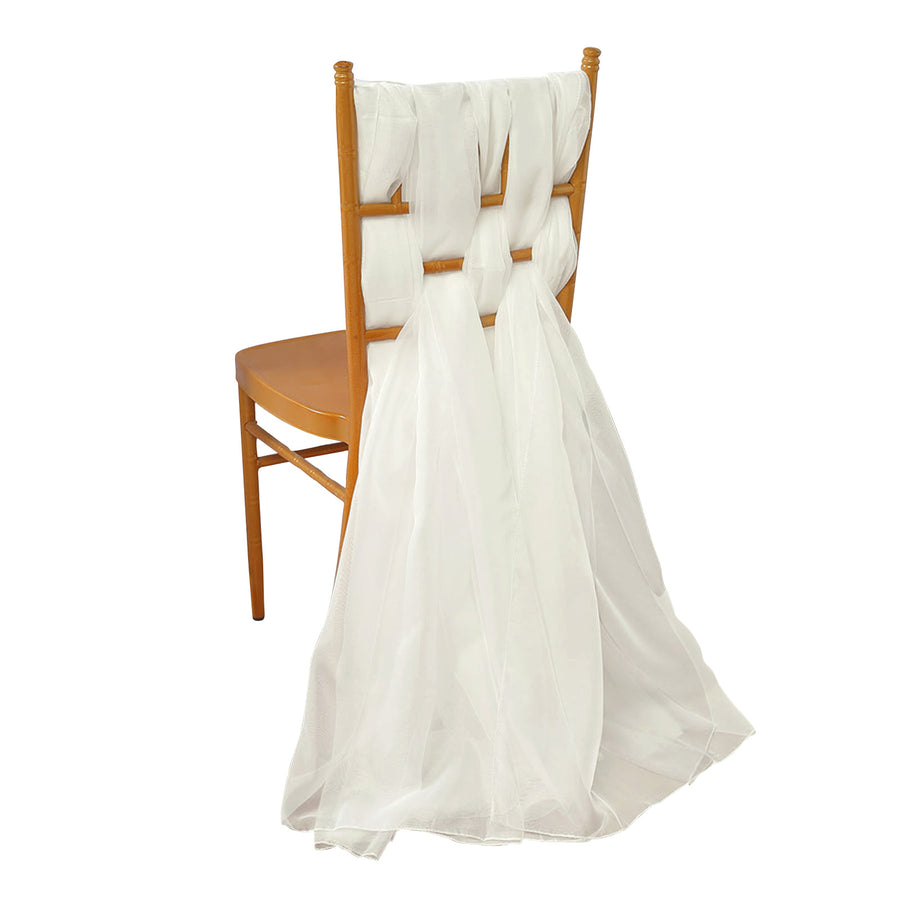 5 Pack | 22x78 inches Ivory DIY Premium Designer Chiffon Chair Sashes#whtbkgd
