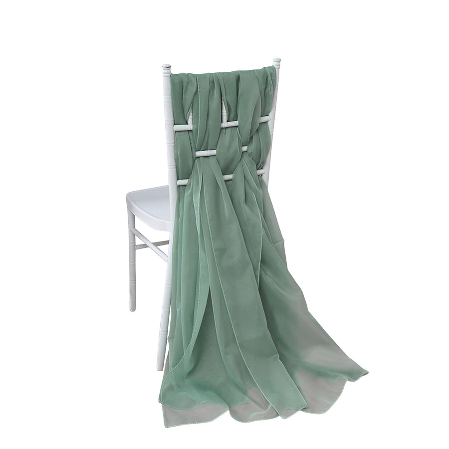 5 Pack | 22x78 inches Sage Green DIY Premium Designer Chiffon Chair Sashes#whtbkgd