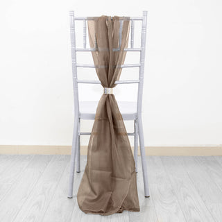 Taupe DIY Premium Designer Chiffon Chair Sashes - Add Elegance to Your Event Decor