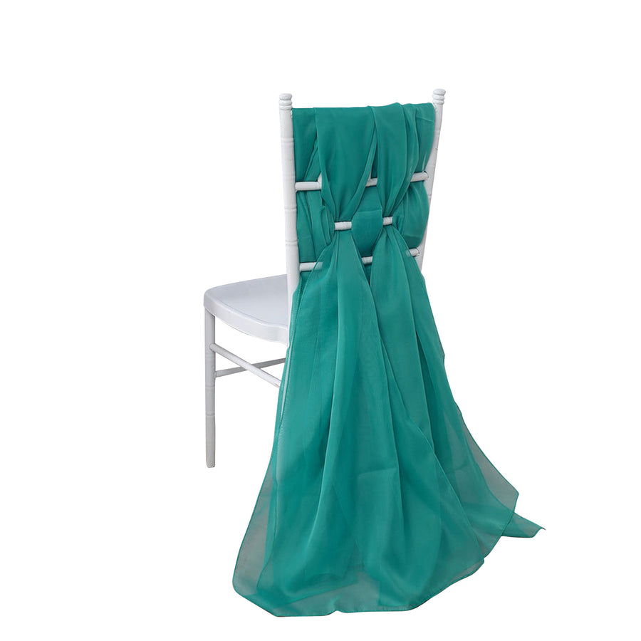 5 Pack | 22x78 inches Turquoise DIY Premium Designer Chiffon Chair Sashes#whtbkgd