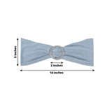 5 pack | 5Inchx14Inch Dusty Blue Spandex Stretch Chair Sash with Silver Diamond Ring Slide Buckle