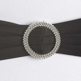 5 pack | 5"x14" Black Spandex Stretch Chair Sash with Silver Diamond Ring Slide Buckle#whtbkgd