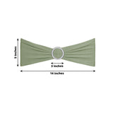 Eucalyptus Sage Green Spandex Stretch Chair Sashes with Silver Diamond Ring Slide Buckle