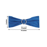 5 pack | 5"x14" Royal Blue Spandex Stretch Chair Sash with Silver Diamond Ring Slide Buckle