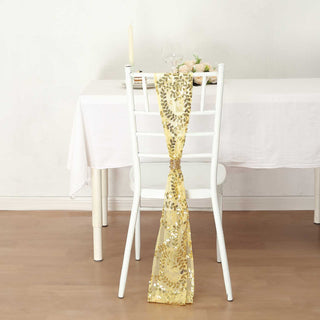 Add Glimmering Gold Elegance to Your Wedding with Gold Tulle Chair Sashes