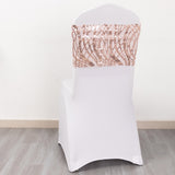 5 Pack Blush Rose Gold Wave Chair Sash Bands With Embroidered Sequins