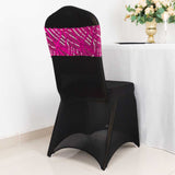 5 Pack Fuchsia Silver Wave Chair Sash Bands With Embroidered Sequins