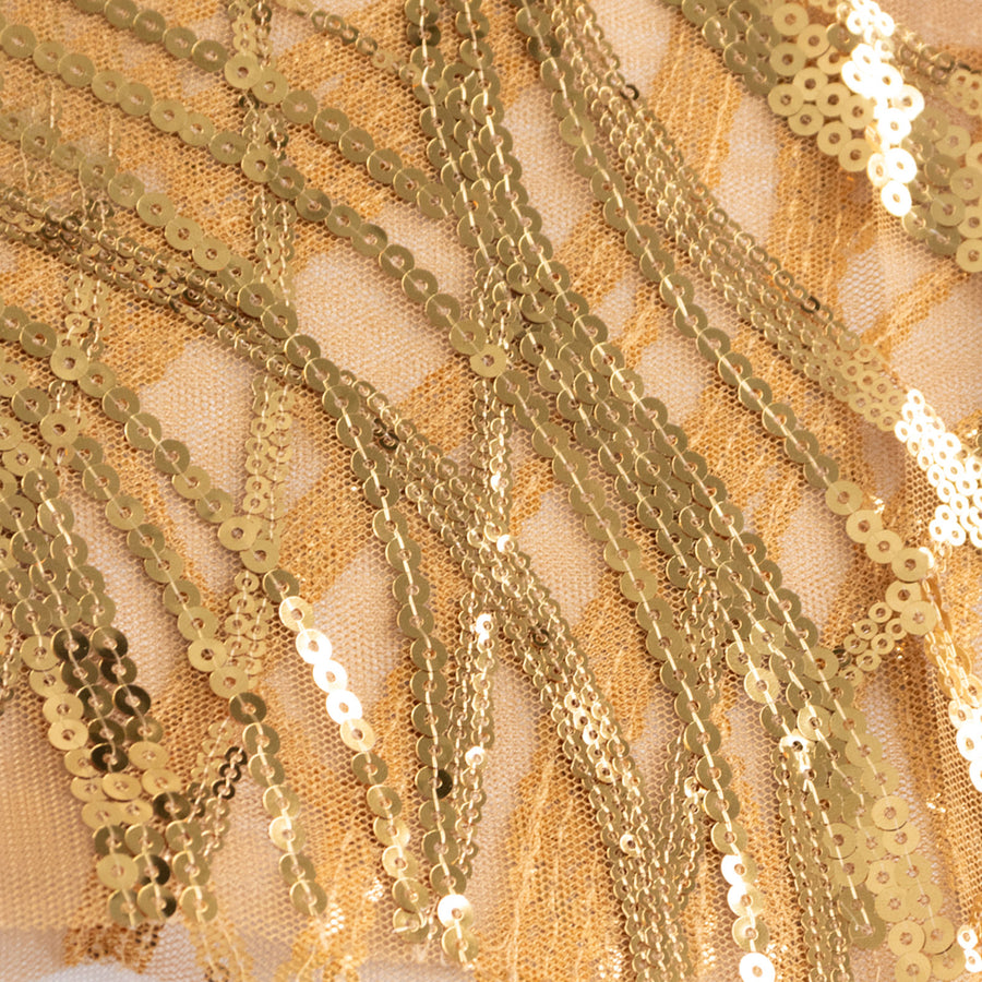 5 Pack Gold Wave Chair Sash Bands With Embroidered Sequins#whtbkgd