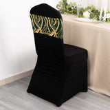 5 Pack Hunter Emerald Green Gold Wave Chair Sash Bands With Embroidered Sequins