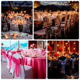 6inch x 88inch Fuchsia Silver Wave Embroidered Sequin Mesh Chair Sashes