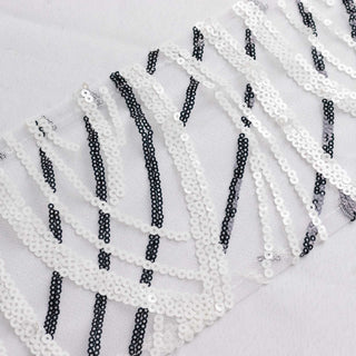 Unleash the Versatility of White Black Wave Sequin Mesh Chair Sashes