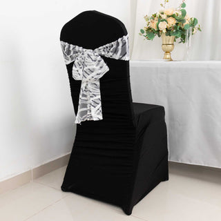 Elevate Your Event with White Black Wave Sequin Mesh Chair Sashes