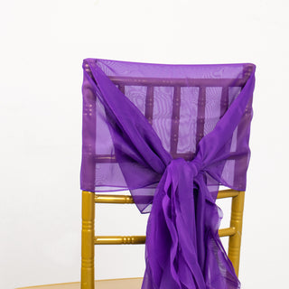 Elevate Your Event Decor with Purple Chiffon Chair Sashes