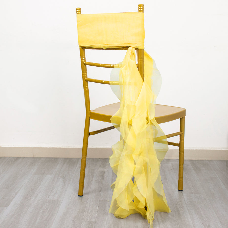 Chiffon Yellow Curly Willow Chair Sashes