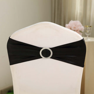 Add a Touch of Elegance with Metallic Black Spandex Chair Sashes