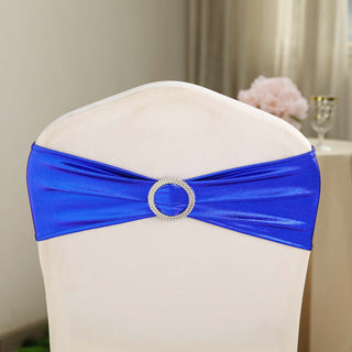 Add a Touch of Elegance with Metallic Royal Blue Spandex Chair Sashes