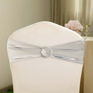 Add Elegance to Your Event with Metallic Silver Spandex Chair Sashes