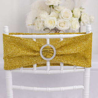 Elegant Gold Shimmer Tinsel Spandex Chair Sashes