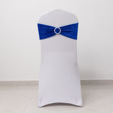 5 Pack Royal Blue Shimmer Tinsel Spandex Stretch Chair Sashes With Round Silver Rhinestone Chair