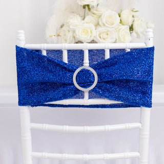 Elegant Royal Blue Shimmer Tinsel Spandex Chair Sashes