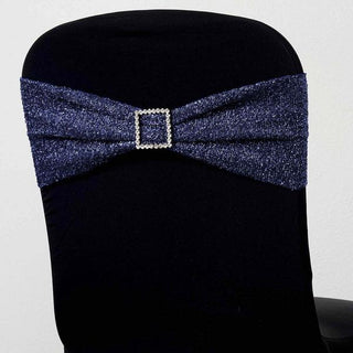 Versatile Navy Blue Metallic Chair Sashes for Any Occasion