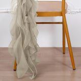 Beige Chair Sashes In Chiffon With Ruffled Hoods#whtbkgd