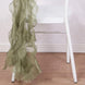 1 Set Eucalyptus Sage Green Chiffon Hoods With Ruffles Willow Chair Sashes#whtbkgd